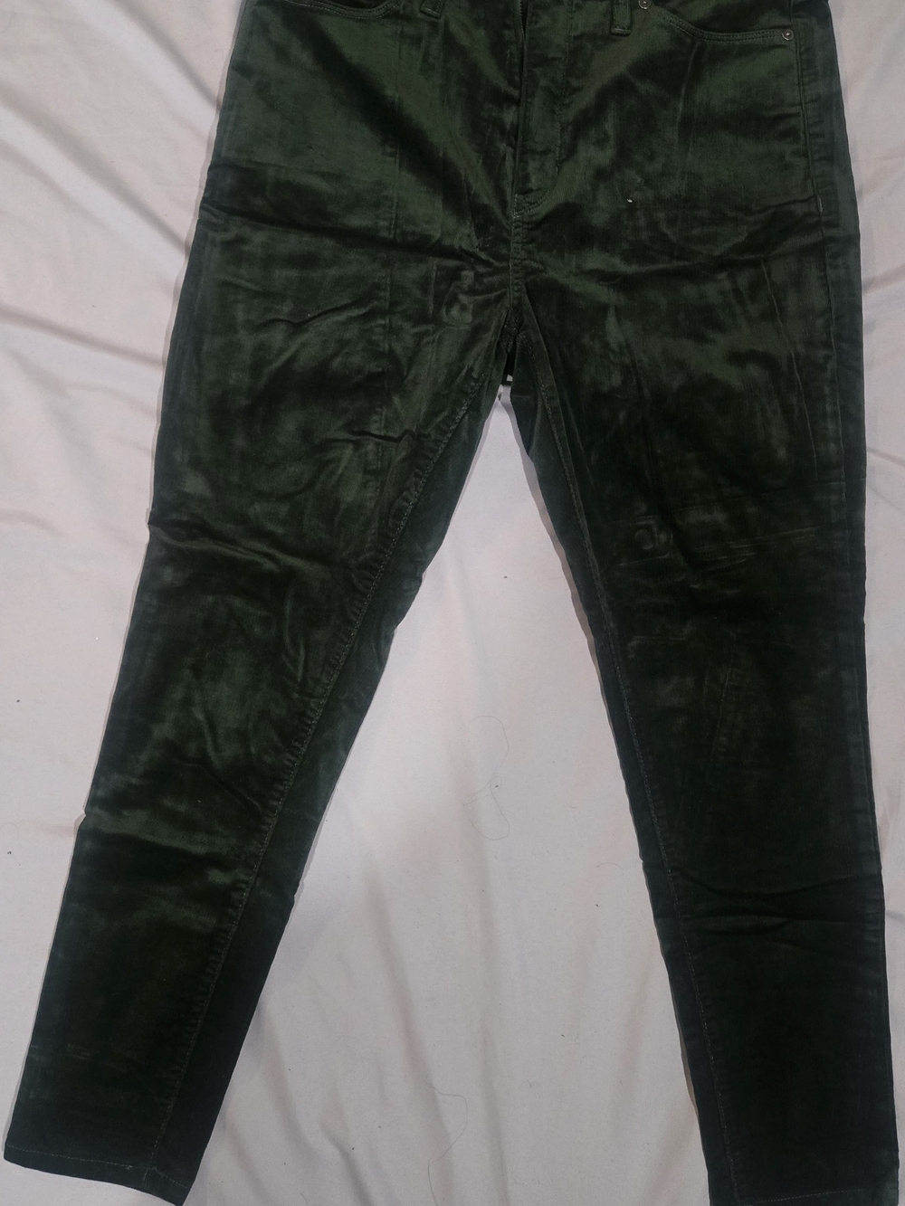 Women’s Dark Green Velvet Jeans - Classic Stretch Fit